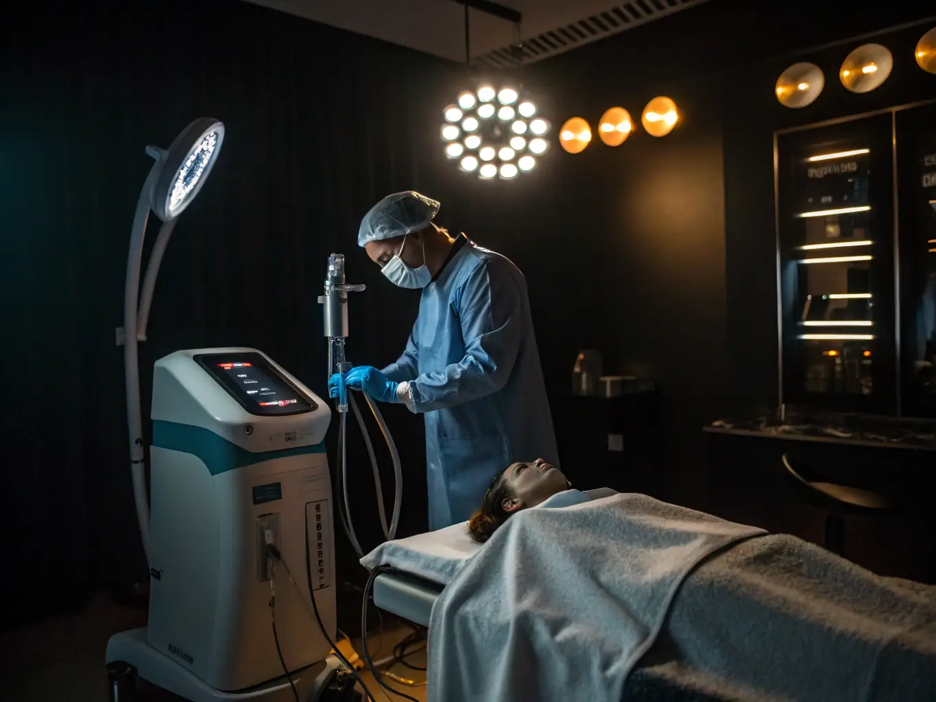 A detailed, high-resolution image showcasing the pulsed electrical field ablation procedure being performed by a skilled medical professional in a state-of-the-art medical facility. The image should convey precision and advanced technology.