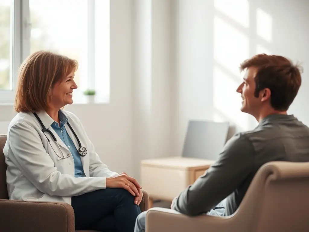 An image of a patient in consultation with a doctor, reviewing treatment options and discussing personalized care plans in a comfortable and supportive environment at Atlanta Prostate Center.