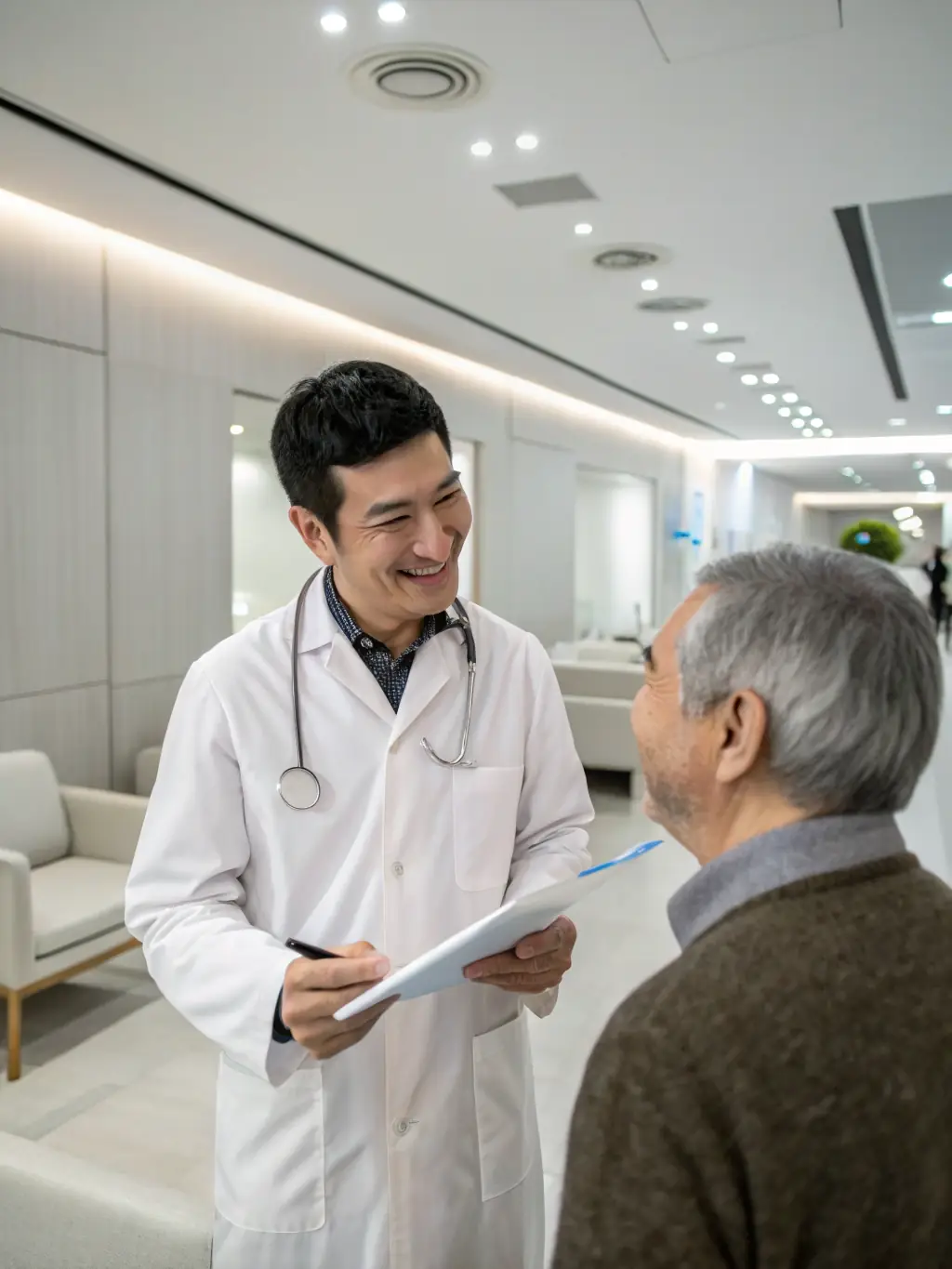 A supportive doctor consulting with a patient about their personalized treatment plan at Atlanta Prostate Center.